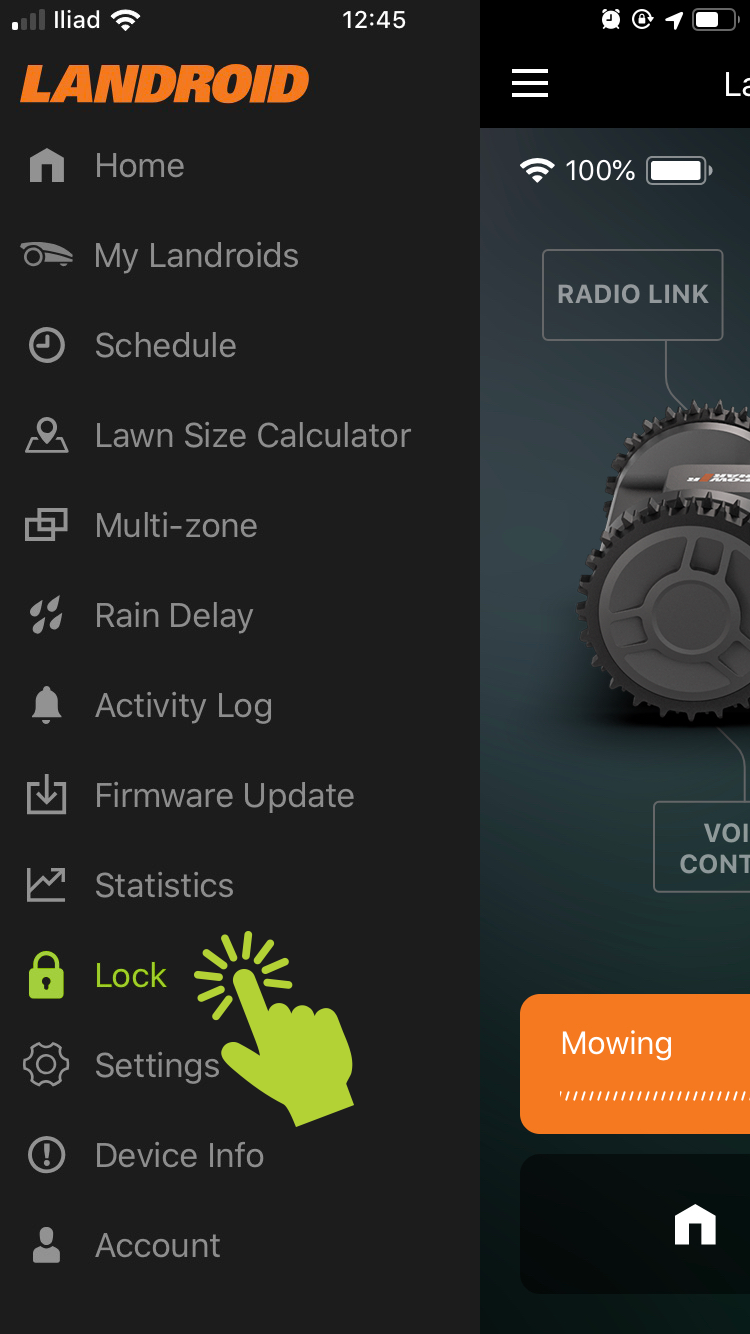 Landroid lock function
